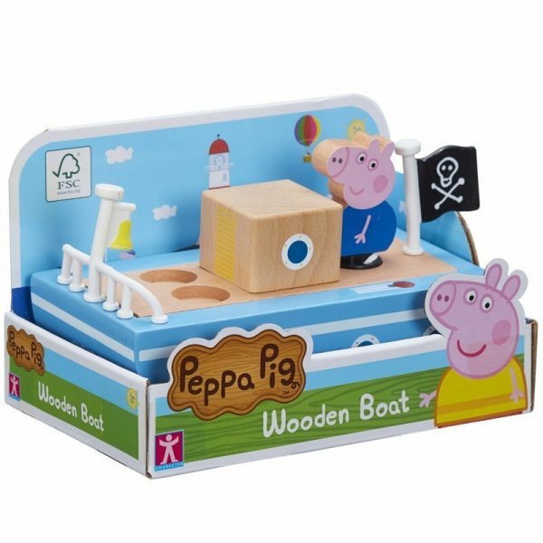PROMO Peppa Pig - Drewniana łódka z figurką Świnka Peppa 07209