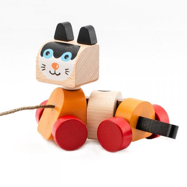 Kotek do ciągnięcia na sznurku drewniany 13616 Cubika