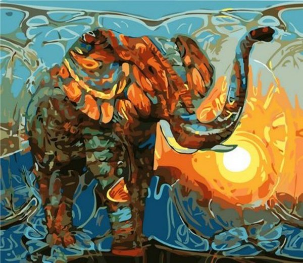 Malowanie po numerach Słoń i słońce 40x50cm 1008909