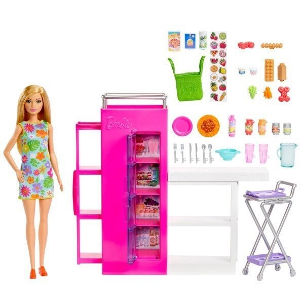 PROMO Barbie Spiżarnia Zestaw + lalka HJV38 p3 MATTEL