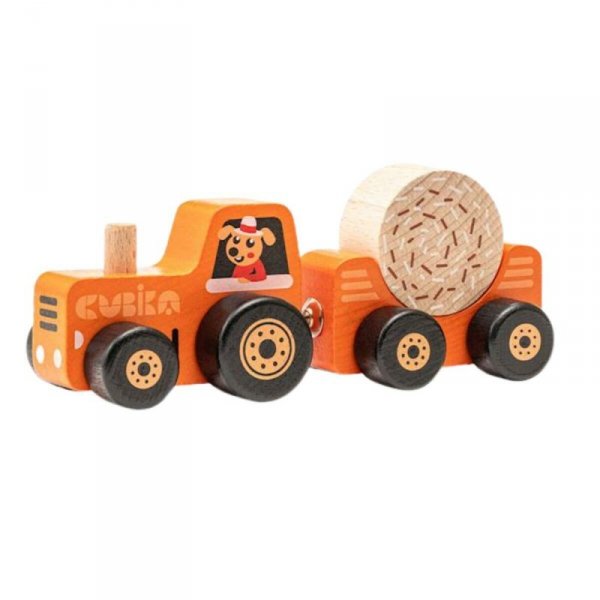 Drewniany traktor z przyczepą 15351 Cubika