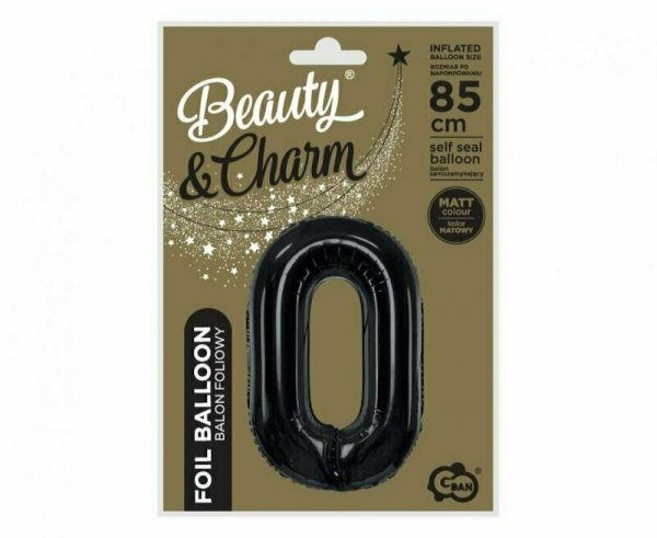 Balon foliowy B&C cyfra 0 matowa czarna 85 cm