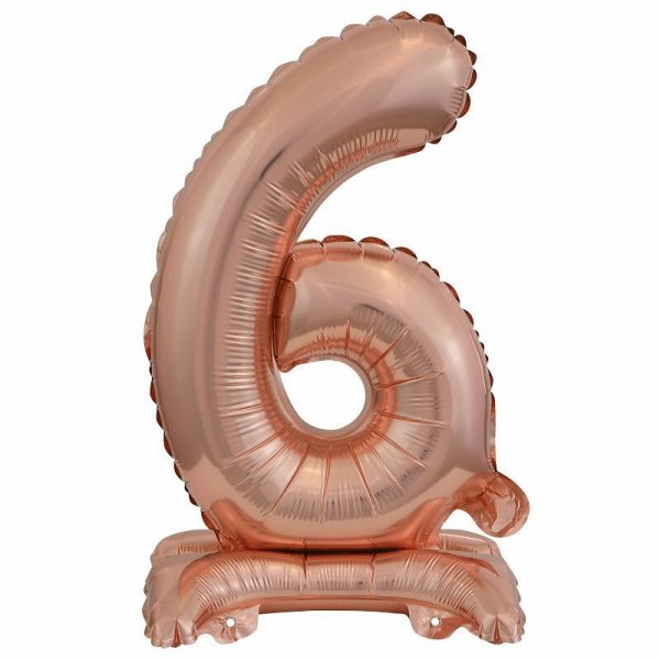 Balon foliowy mini cyfra 6 ze stopką różowe złoto 22x40cm 9911739