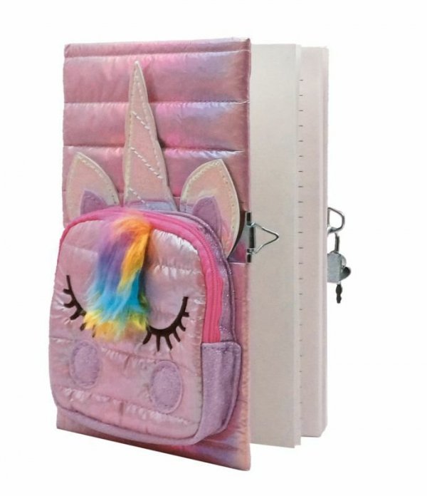 Pamiętnik Puffy Unicorn z kieszonką, różowy STN 8721
