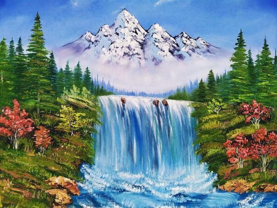 Diamentowa mozaika Górski wodospad 30x40cm 1009191