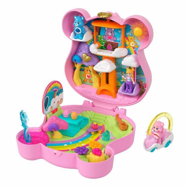 Polly Pocket Troskliwe Misie Zestaw kompaktowy: mikro lalka Polly, dwie figurki misiów, pojazd zabawka i akcesoria JCC14 MATTEL