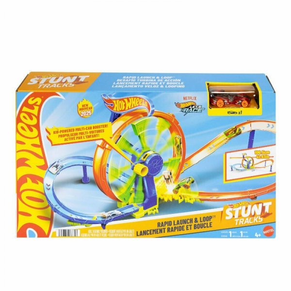 Hot Wheels Stunt Tracks Zestaw Wyścigowa Turbo Pętla tor samochodowy + autko JBX65 MATTEL