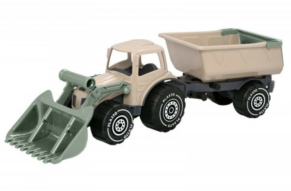 PLASTO Traktor z ładowaczem i przyczepką 57 cm Soft Neutral PLA1672