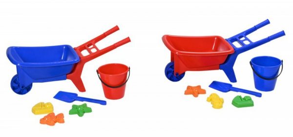 PLASTO Taczka 56 cm z akcesoriami do piasku Czerwona/Niebieska PLA1489 mix cena za 1 szt