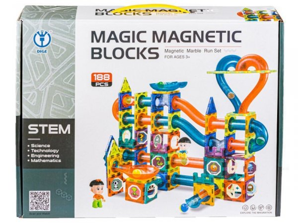 Klocki Magnetyczne, Tor Kulkowy Dla Kulek 188 Elementy Kulodrom - DK