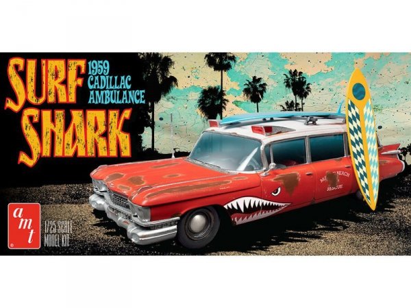 Model Plastikowy - Samochód 1:25 Surf Shark 1959 Cadillac Ambulance - AMT