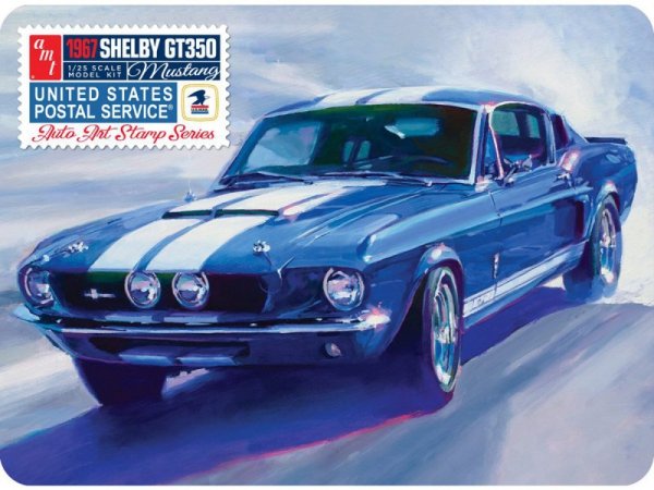 Model Plastikowy - Samochód 1967 Shelby GT350 USPS Stamp Series 1:25 - zestaw w metalboxie! - AMT