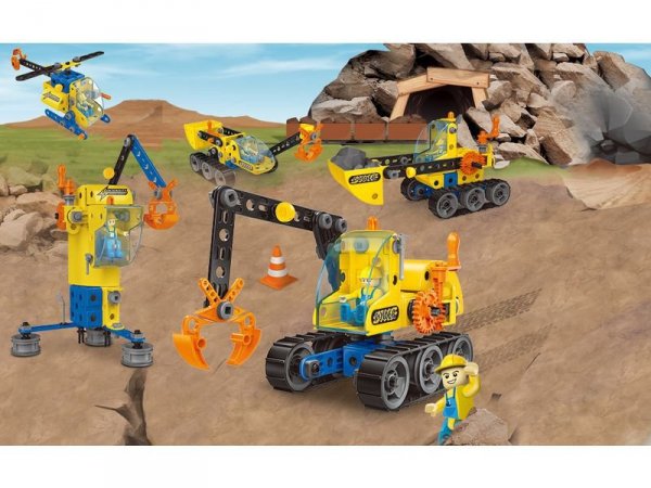 Klocki Konstrukcyjne, Maszyny, Pojazdy Budowlane, Auto, Helikopter, Dźwig, Samochód Do Rozkręcania I Skręcania 6w1