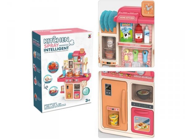 Multifunkcyjna Kuchnia Z Lodówką I Płytą Gazową, RÓŻOWA 42el. Przecena 3