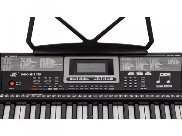 Keyboard MK-2115 Organy, 61 Klawiszy, Zasilacz, Podświetlane Klawisze - Meike