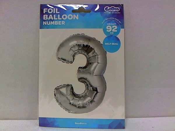 GODAN Balon foliowy B_C Cyfra3 sreb.92cm FG-S85S3 40332