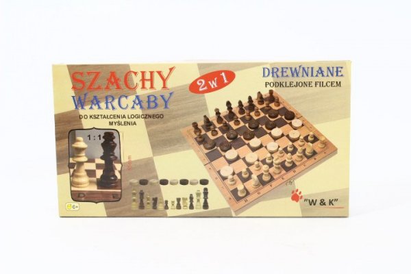 WK-ZABAWKI Szachy i Warcaby drewniane 2w1 29x29 JYWK392 14416