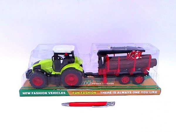 MZ-IMPORT Traktor z przyczepą z drewnem 666-177C 04283