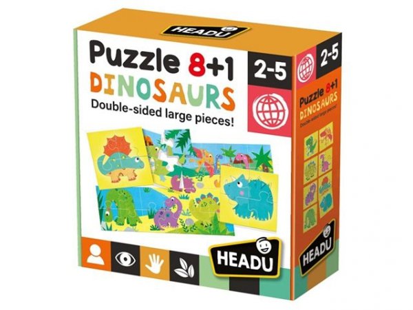HEADU HEADU Puzzle dinozaury 8 + 1 wiek 2-5 22243