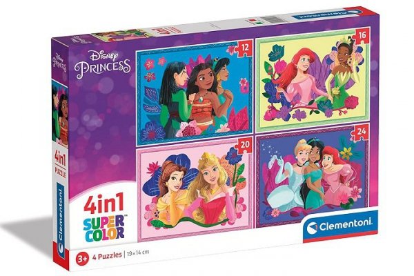 CLEMENTONI CLE puzzle 4w1 SuperKolor Disney Princess 21517
