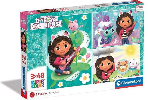 CLEMENTONI - PUZZLE CLE puzzle 3x48 SuperKolor Domek Gabby 25290