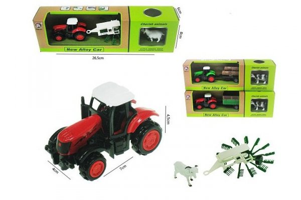HIPO Traktor z przyczepą16cm+zwierzę H13521 43075