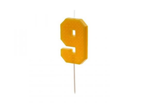 PARTYDECO Świeczka urodz.Cyferka 9 6cm żółty 31371