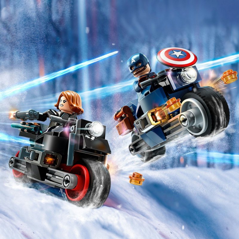 LEGO SUPER HEROES MARVEL MOTOCYKLE CZARNEJ WDOWY I KAPITANA AMERYKI 76260 6+