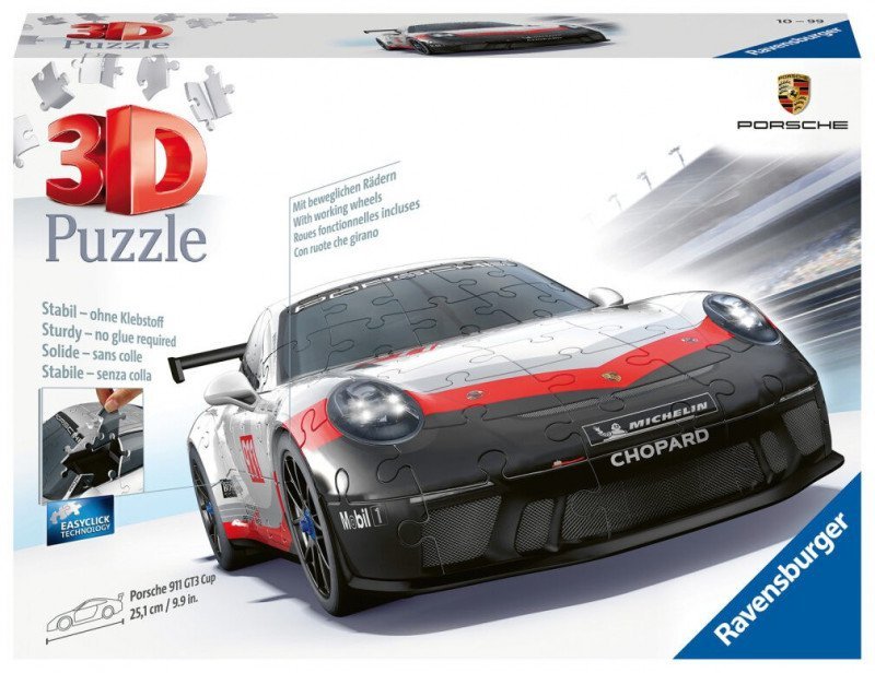 RAVENSBURGER PUZZLE 3D 108 EL. POJAZDY PORSCHE 911 GT3 CUP 10+