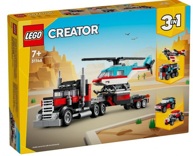 LEGO CREATOR CIĘŻARÓWKA Z PLATFORMĄ I HELIKOPTEREM 31146 7+