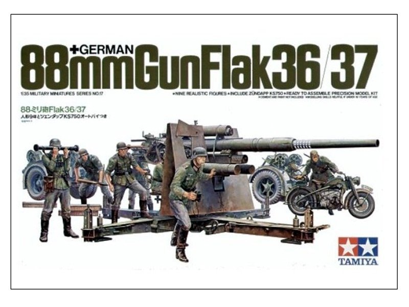 TAMIYA GERMAN 88MM GUN FLAK 36.37 35017 SKALA 1:35