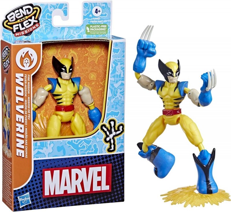 HASBRO AVENGERS BEND AND FLEX WOLVERINE FIRE MISSION F4965 4+