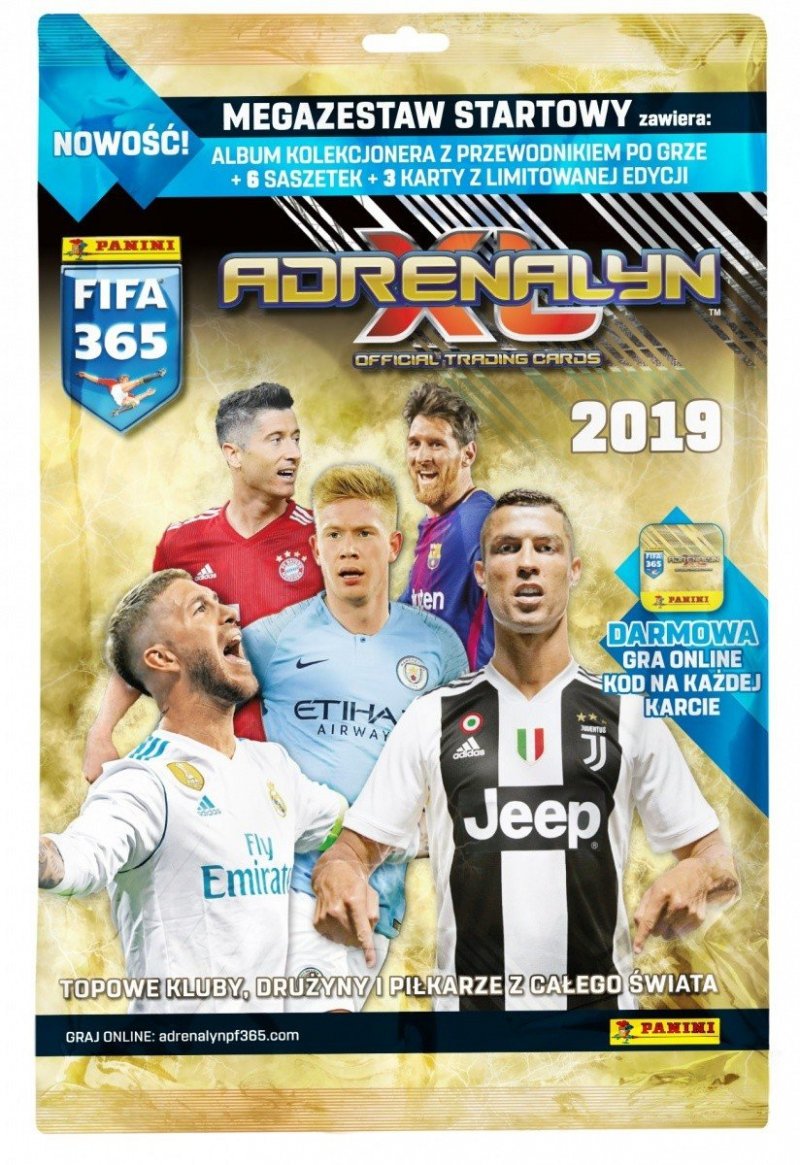 PANINI KOLEKCJA ALBUM + KARTY FIFA 365 2019 MEGA ZESTAW STARTOWY ADRENALYN XL 5+
