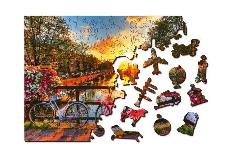WOODEN CITY PUZZLE DREWNIANE 3D ROWERY W AMSTERDAMIE BICYCLES OF AMSTERDAM L 8+