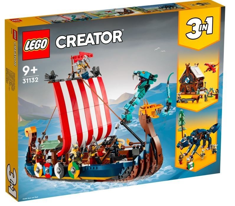 LEGO CREATOR STATEK WIKINGÓW I WĄŻ Z MIDGARDU 31132 9+