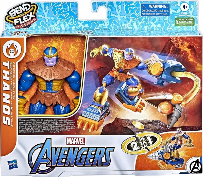 HASBRO AVENGERS BEND AND FLEX THANOS FIRE MISSION F5869 4+