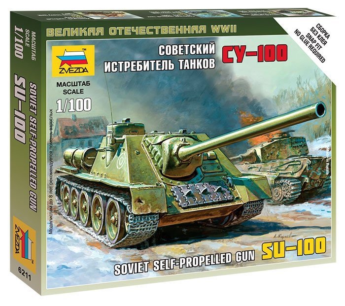 ZVEZDA SU-100 SOVIET SELF PROPELLED GUN 6211 SKALA 1:100
