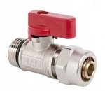 Zawór 1/2 x 16mm z końcówką Pex Do Rozdzielacza-CZERWONY