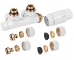 ZESTAW TERMOSTATYCZNY ZAWÓR GRZEJNIKA ODWRACALNY DUOPLEX BIAŁY PEX MIEDŹ INVENA CZ-89-015
