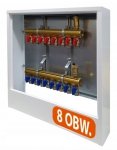 ROZDZIELACZ 8 OBWODÓW MOSIĘŻNY DO OGRZEWANIA SZAFKA ZAWORKI PEX ALUPEX 16mm