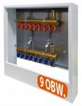 ROZDZIELACZ 9 OBWODÓW MOSIĘŻNY DO OGRZEWANIA SZAFKA ZAWORKI PEX ALUPEX 16mm