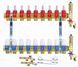 ROZDZIELACZ 9 OBWODÓW SEKCJI DO OGRZEWANIA PODŁOGOWEGO PODŁOGÓWKI K-ROZ-006.1*1/2.-9