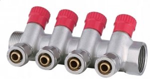 ROZDZIELACZ PEX 1” x 16 mm 4 OBWODY SEKCJE DO WODY CIEPŁEJ