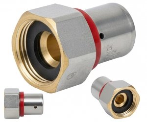 ŚRUBUNEK OBROTOWY ZAPRASOWYWANY ZACISK PEX ALUPEX 16 x 1/2'' GW SZCZĘKI U FZZ-002A.1/2X16.ZŁ-OBR