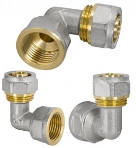 KOLANO KOLANKO MUFOWE PEX ALUPEX SKRĘCANE FI 16 mm x 1/2'' GW MOSIĄDZ