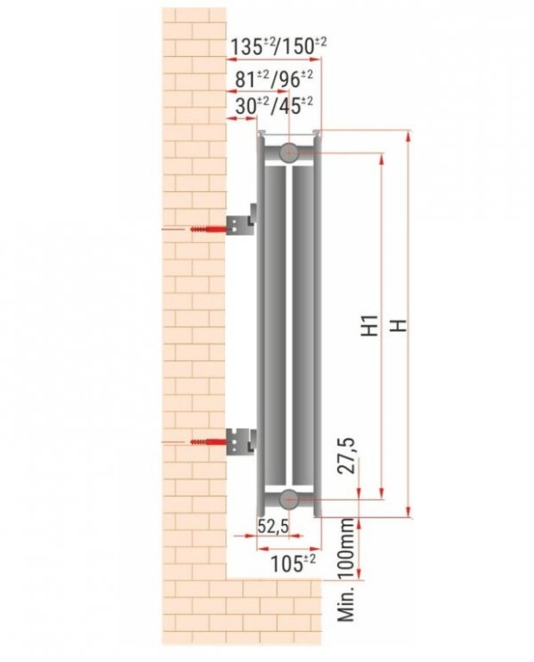 GRZEJNIK C22 550x2000 PANELOWY STALOWY DWUPŁYTOWY BOCZNY DIAMOND 55x200cm