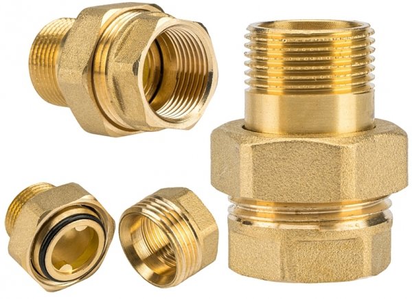 ŚRUBUNEK MOSIĘŻNY FI 3/4" CALA DN20 PROSTY RÓWNOPRZELOTOWY Z ORINGIEM