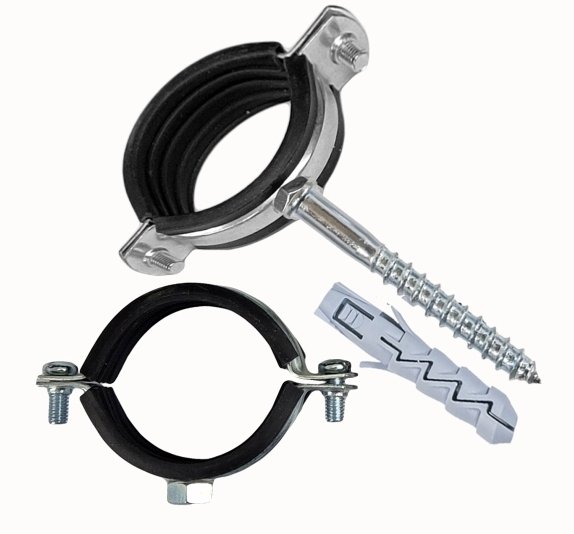 UCHWYT STALOWY Z GUMĄ POJEDYNCZY 2" OBEJMA DO RURY 59-63mm ŚRUBA