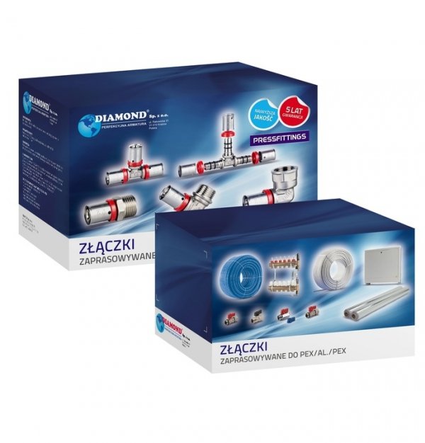 ZŁĄCZKA MUFOWA ZAPRASOWYWANA PEX ALUPEX FI 20x1/2 GW MOCNY MOSIĄDZ DIAMOND FZZ-002.1/2X20.ZŁ-DZ