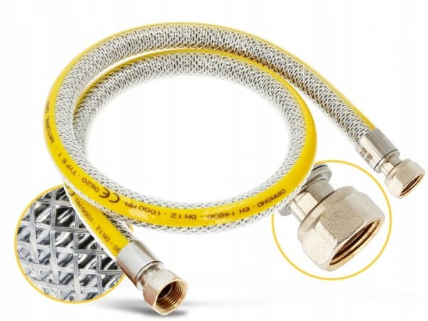 WĄŻ PRZEWÓD GAZOWY DO GAZU MONTAŻU KUCHENKI GAZOWEJ Elastyczny GW/GW 200cm